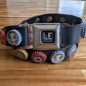 Little Earth Bottle Cap Seatbelt Buckle Belt Recycled Rubber Black Mens M 33-36
